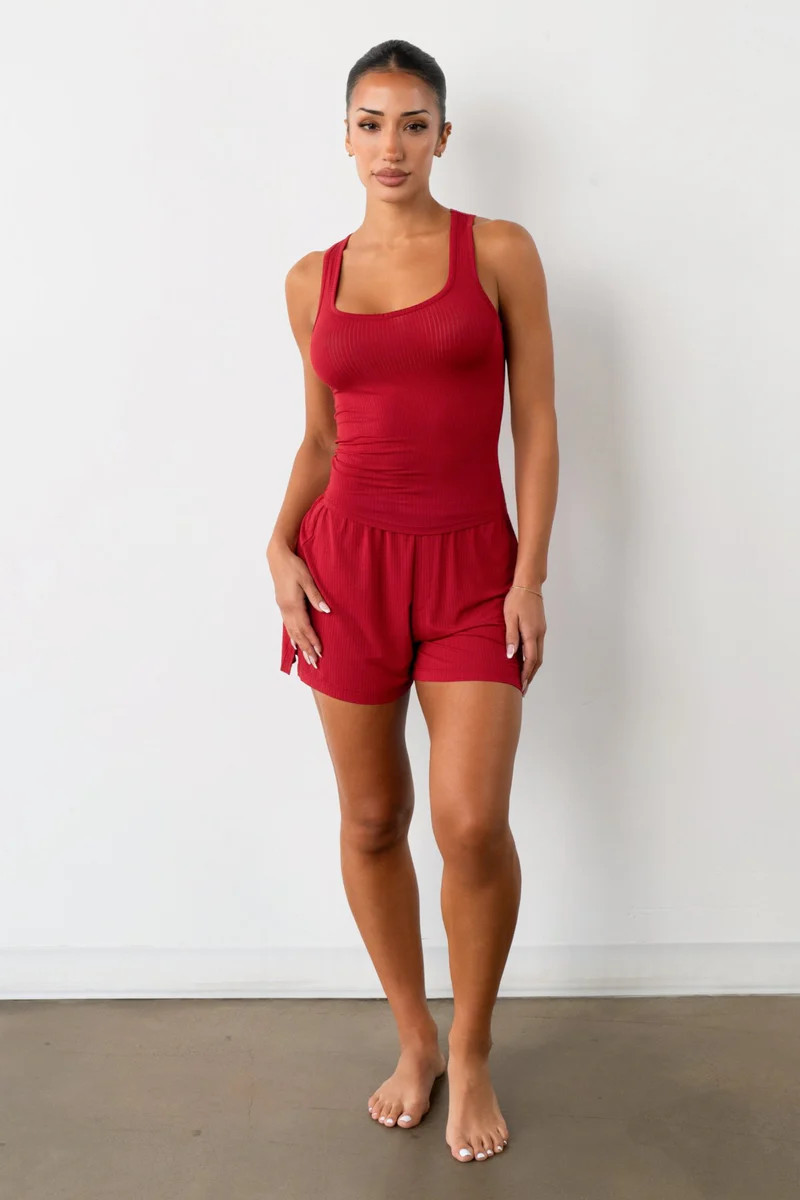 Vitality Float Rib Boxer Short - Crimson | Vitality