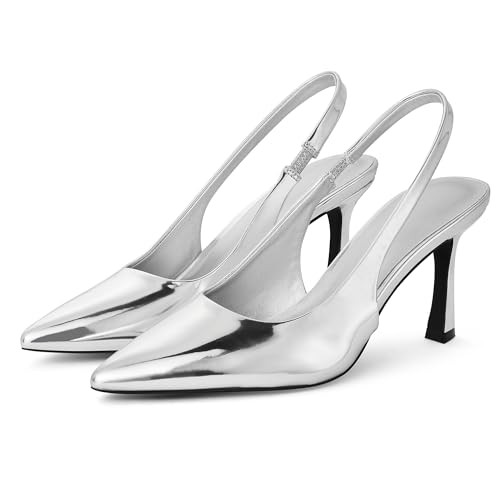 Amazon.com | GENSHUO Kitten Heel Slingback Closed Pointed Toe Low Heels Pumps Women 2 Inch Short ... | Amazon (US)
