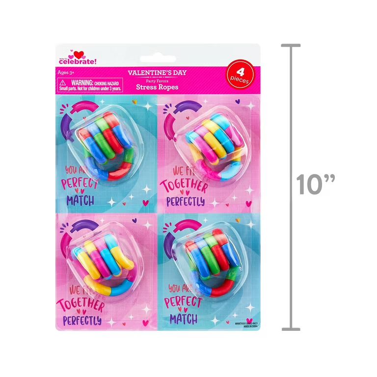 Valentine's Day Stress Ropes Party Favors, 4 Count, by Way To Celebrate | Walmart (US)