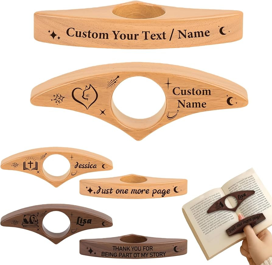 Personalized Book Page Holder,Custom Thumb Book Page Holder for Reading,Wooden Book Thumb Page Ho... | Amazon (US)
