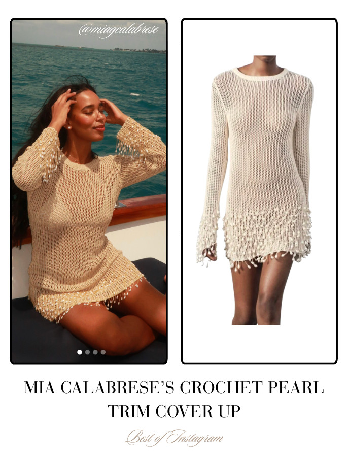Mia Calabrese's Crochet Pearl Trim Cover Up 📸= @miagcalabrese 

 
