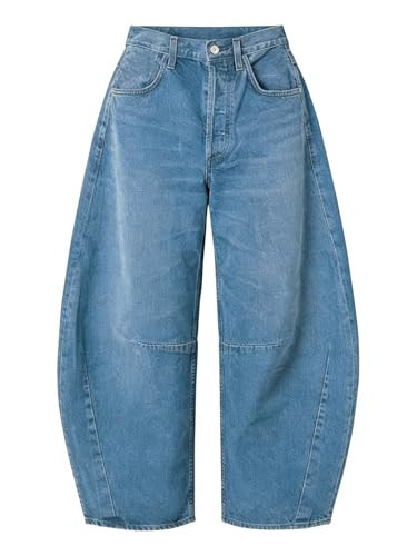 EXLURA Womens Barrel Jeans Wide Leg Y2K Boyfriend Denim Pants Hip Hop Vintage Baggy Jeans Cotton Mid-Low Elastic Waist Pants Light Blue | Amazon (US)