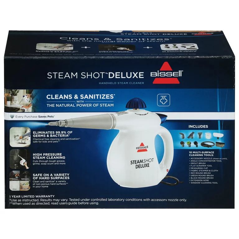 Bissell  Steam Shot Deluxe Hand Held Hard Surface Steamer, White | Walmart (US)
