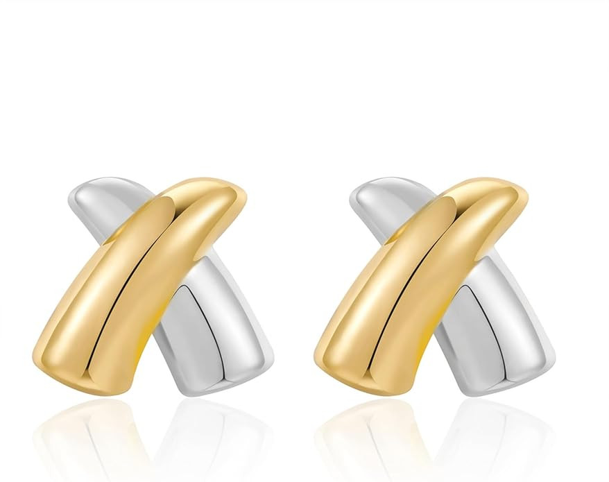 Chunky Gold Statement Earrings Studs - Vintage Trendy Jewelry Gifts for Women | Amazon (US)