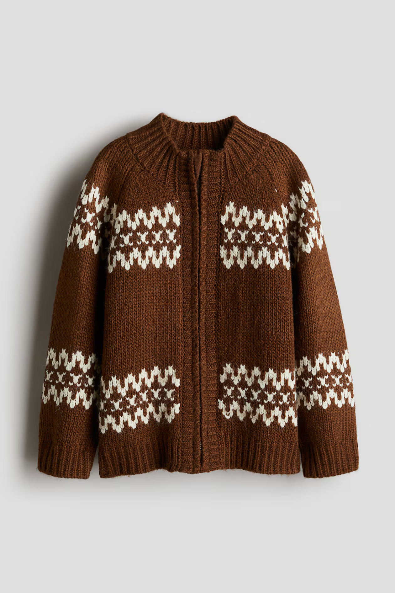 Jaquard-knit zip-through cardigan - Brown - Kids | H&M GB | H&M (UK, MY, IN, SG, PH, TW, HK)