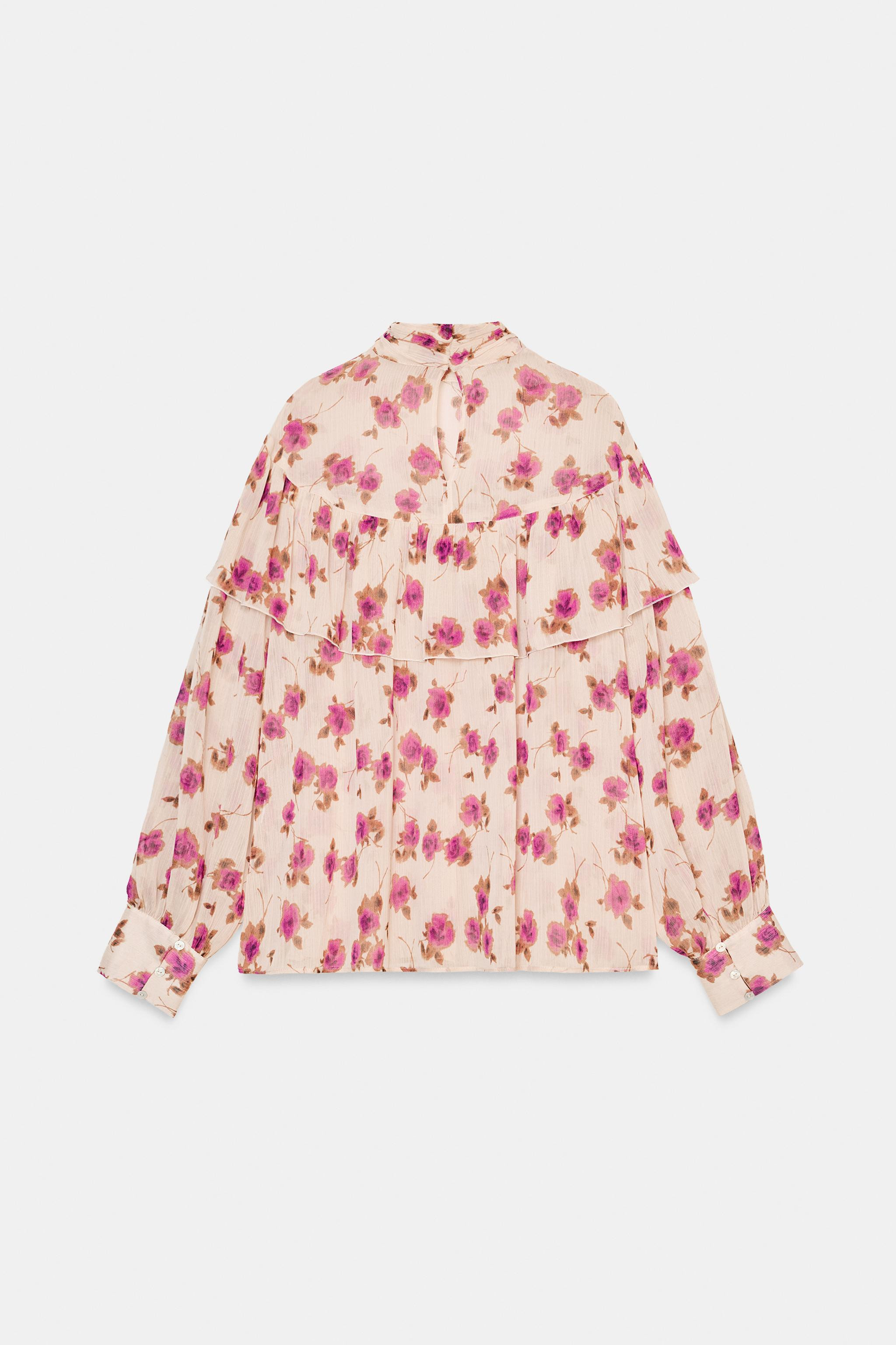 RUFFLED PRINT BLOUSE | Zara US