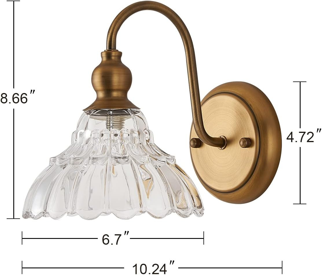 TLOLGT Vintage Bronze Wall Sconce Gold Wall Light Made of Electroplated Copper Body and Pressed P... | Amazon (US)