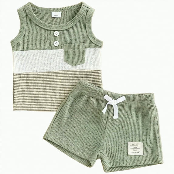 UAYOTSE Baby Boy Summer Clothes Contrast Color Sleeveless Tops Elastic Waist Shorts Toddler Outfi... | Walmart (US)