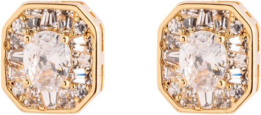 18K Gold Plated Square Stud Earrings for Women – 6mm Cubic Zirconia, Hypoallergenic Lightweight... | Amazon (US)