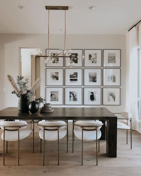 Dining room decor ideas. Dining room table. Dining room chairs. Gallery wall ideas. Dining room lighting. 
#diningchairs #diningtable #moderndiningroom #modernfarmhousediningroom #diningtabledecor

#LTKstyletip #LTKhome #LTKMostLoved