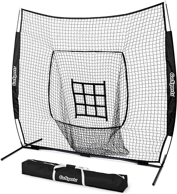 GoSports 7 ft x 7 ft Baseball & Softball Nets - Red, Black, or PRO -Practice Hitting & Pitching N... | Amazon (US)