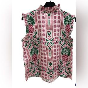 CHARTER CLUB Pineapple Sleeveless Ruffle Pink Green size Petite | Poshmark