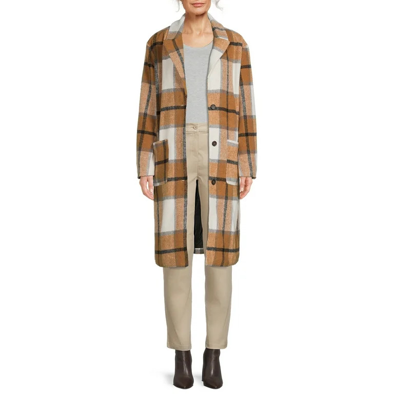Jason Maxwell Women's Plaid Maxi Duster Coat - Walmart.com | Walmart (US)