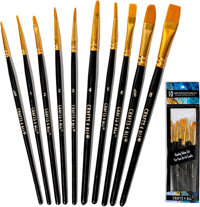 Crafts 4 All Artist Paint Brushes - Professional, Multi Tip, Nylon Hair Paintbrushes - Paintbrush... | Amazon (US)