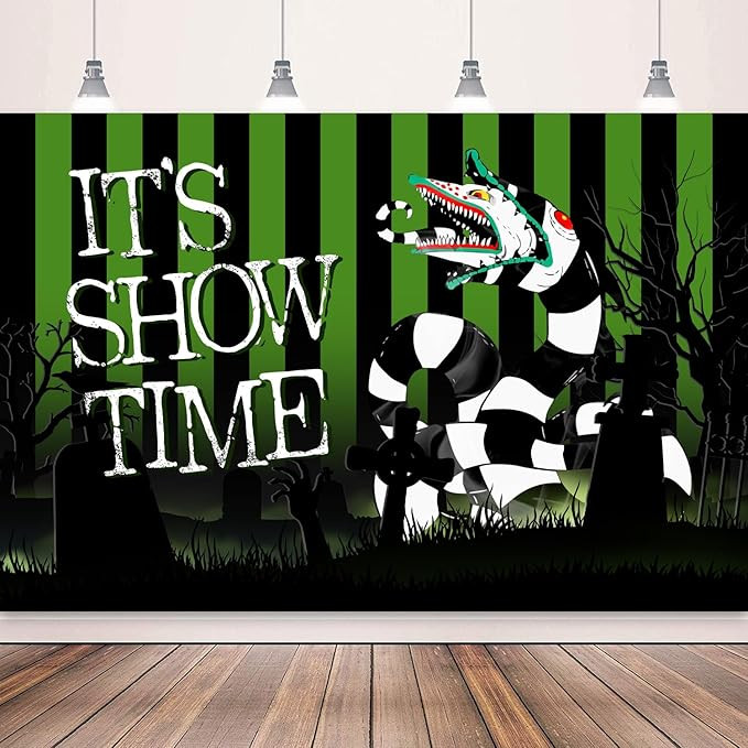 Beetleju Halloween Party Decorations Backdrop Banner 5x3 Ft It's Show Time Horror Halloween Birth... | Amazon (US)