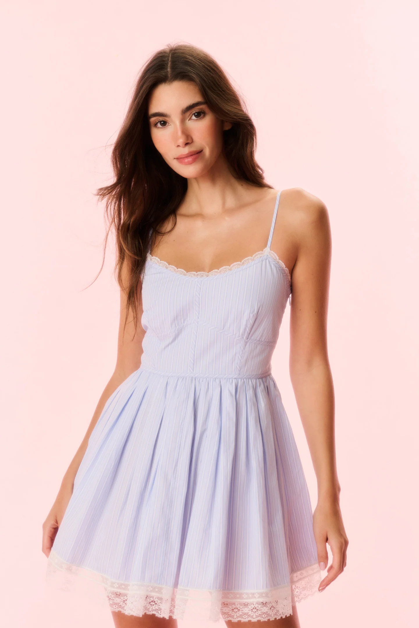 Harrisine Cotton Pinstripe Mini Dress | LoveShackFancy