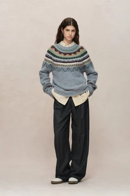 Islay 13 colors Fair Isle Pullover Sweater in Baby Alpaca Knit | Fabrique