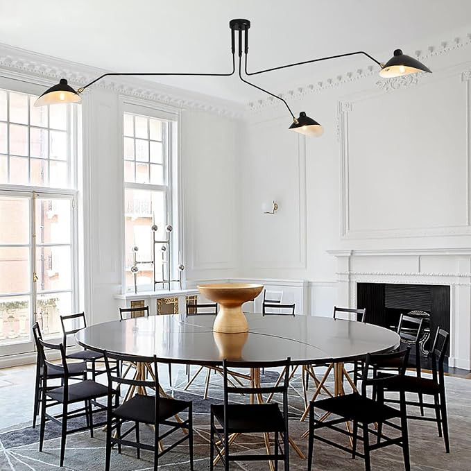 3 Arm Mid Century Modern Pendant Chandelier with Adjustable Lampshade Duckbill Chandelier, Black ... | Amazon (US)