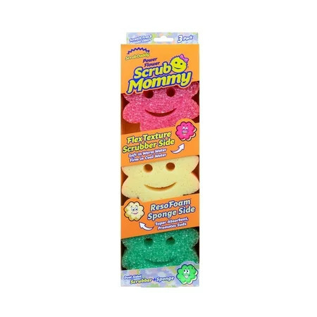 Scrub Mommy Power Flower Dual-Sided Scrubber and Sponge Scratch Free and Resists Odors, 3 Count, 1 Each | Walmart (US)