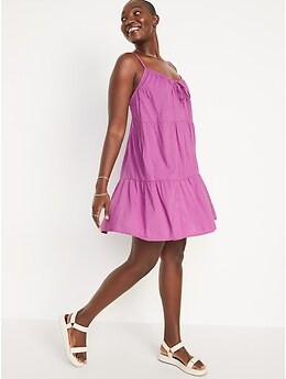 Tiered Clip-Dot Mini Cami Swing Dress for Women | Old Navy (US)