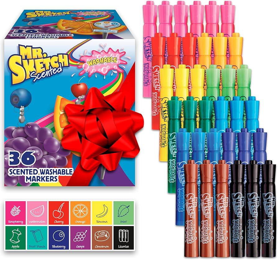 Mr. Sketch Scented Washable Markers, Stocking Stuffers for Kids, Chisel Tip Marker, Assorted Colo... | Amazon (US)