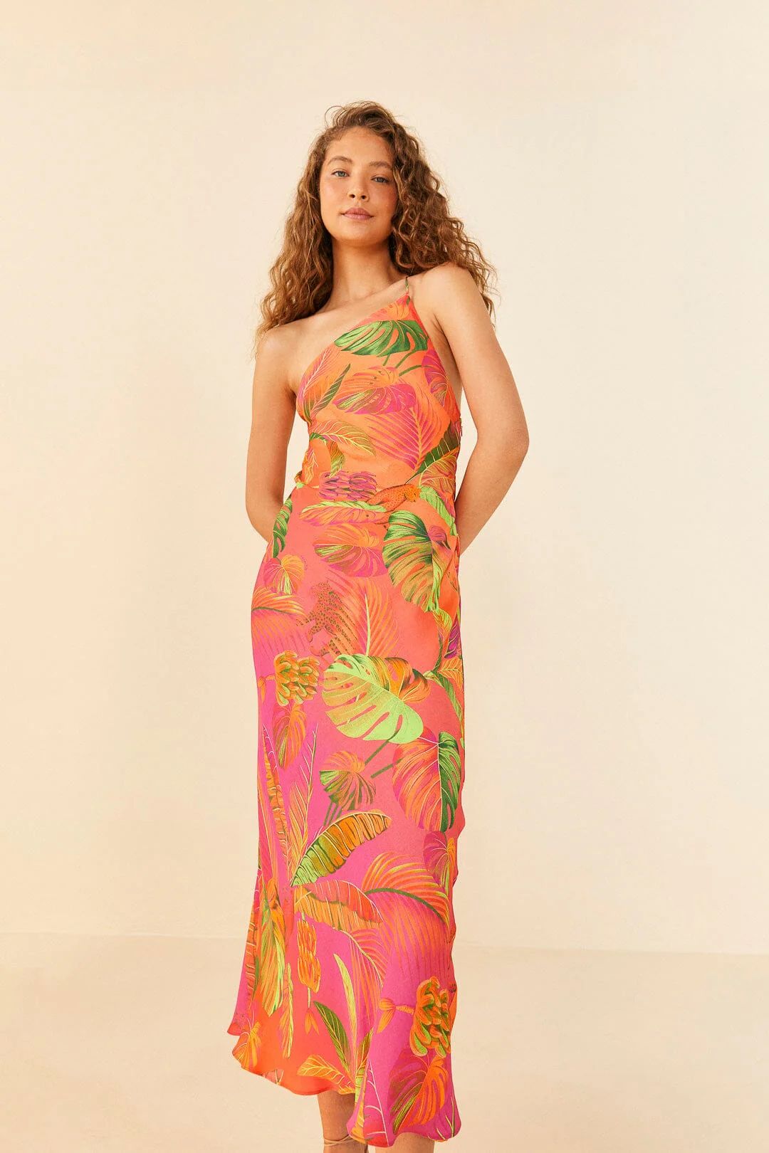 orange ombre forest lenzing™ ecovero™ viscose midi dress | FarmRio