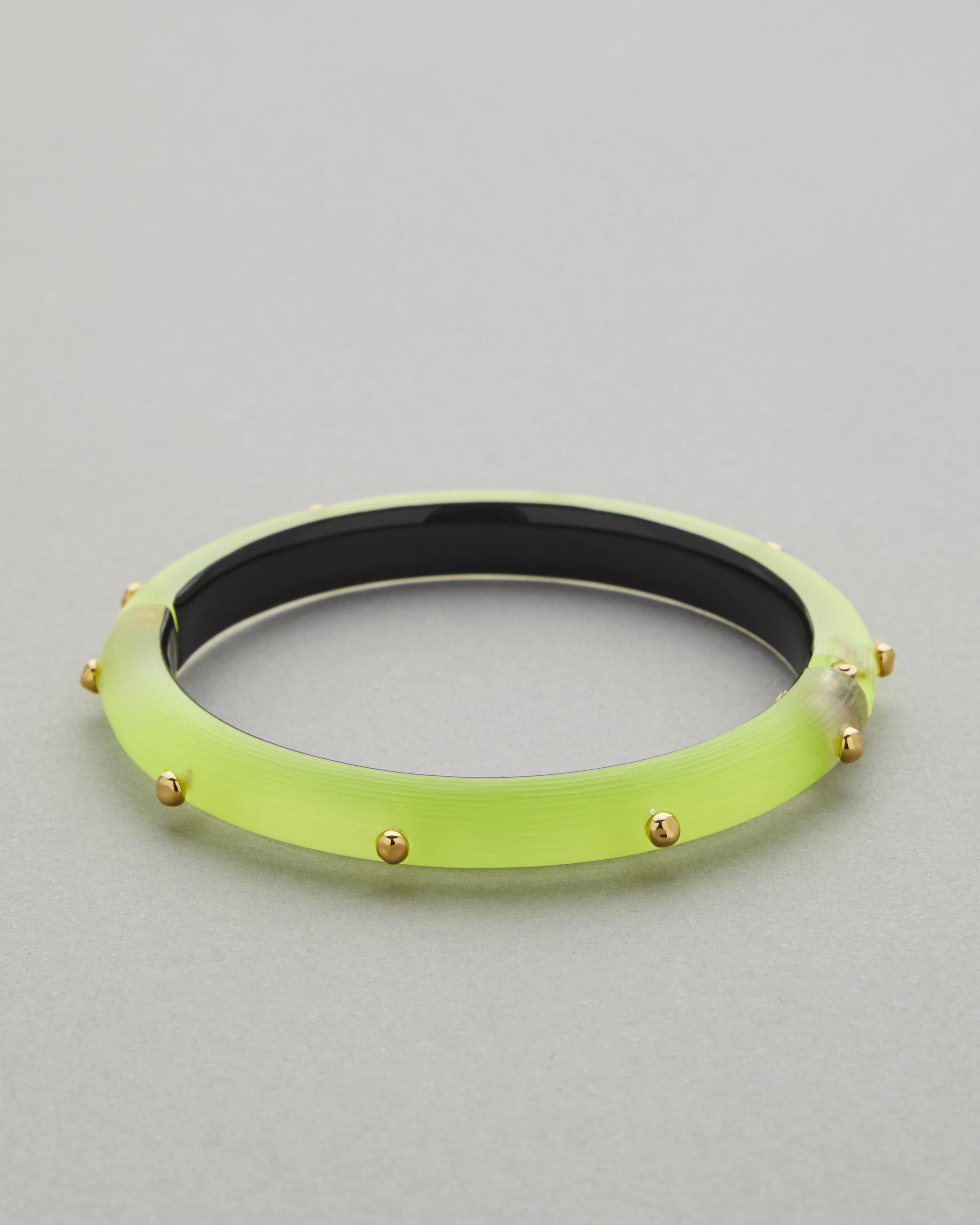 Rocky Gold Studded Hinge Bracelet - Neon Yellow | ALEXIS BITTAR | Alexis Bittar