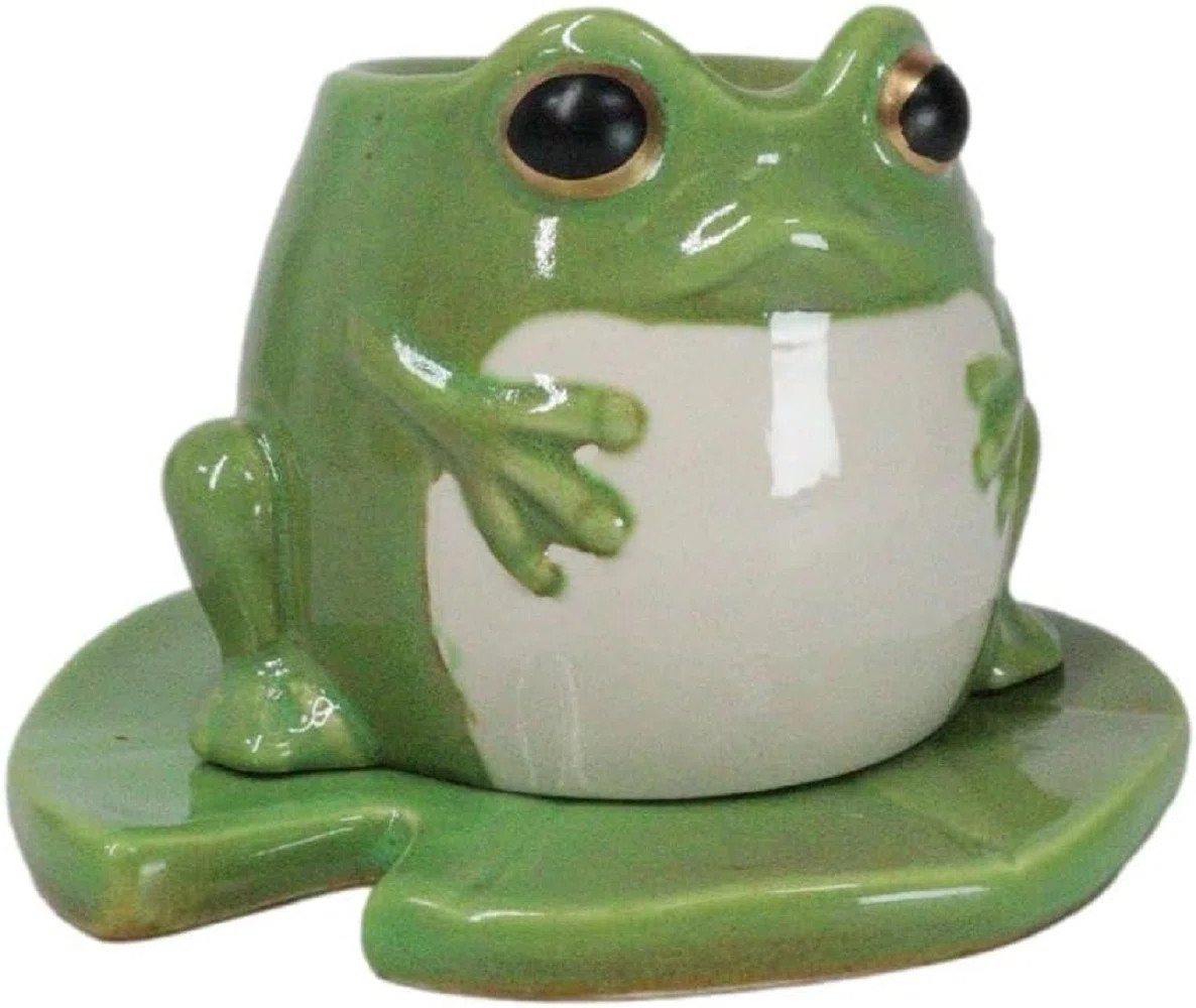 Whimsical Green Toad Frog On Lily Pad Ceramic Essential Oil Warmer Candle Holder | Wayfair | Wayfair North America