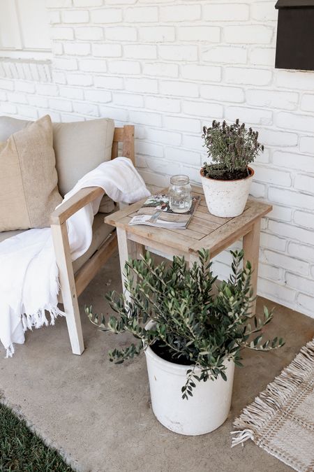 Shop our spring front porch decor! Linked similar post since mine are from our local Armstrong’s Nursery

Plants: lavender, dwarf olive, iceberg rose