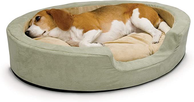 K&H PET PRODUCTS Thermo-Snuggly Sleeper Heated Pet Bed Sage/Tan Medium 26 X 20 X 5 Inches | Amazon (US)