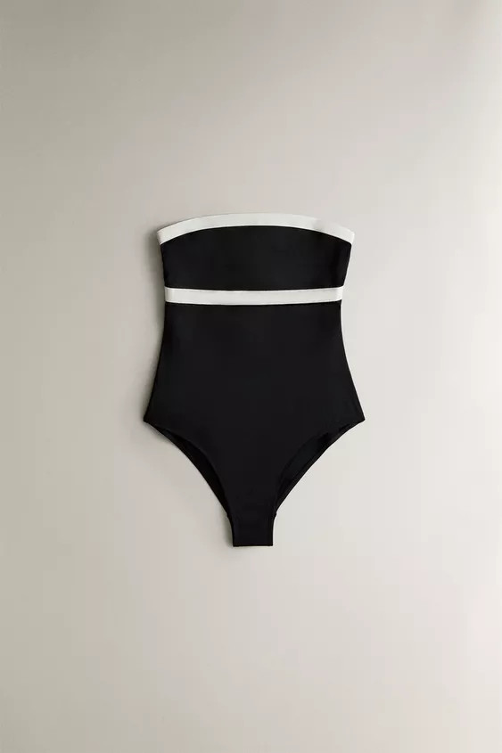 CONTRAST BAND BEACH SWIMSUIT | Zara US