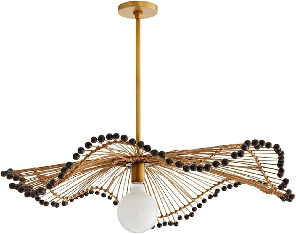 Modern Chandelier Hand-Woven Rattan Pendant Light Modern Chandelier Semi Flush Mounted Ceiling Li... | Amazon (US)