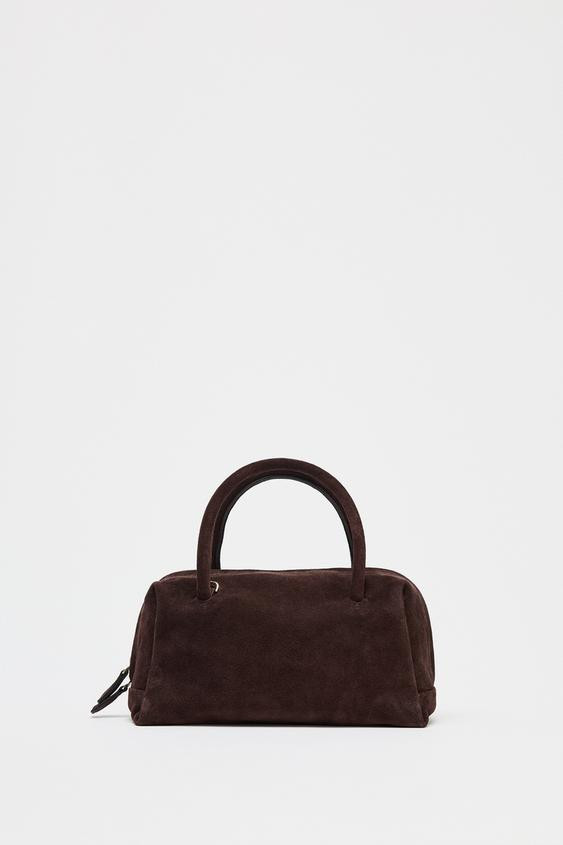 SPLIT LEATHER BOWLING BAG | Zara US