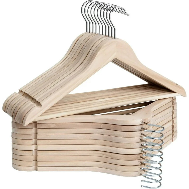 Natural Wooden Suit Hangers - Premium Lotus Wood with Notches & Chrome Swivel Hook for Shirts, Ja... | Walmart (US)