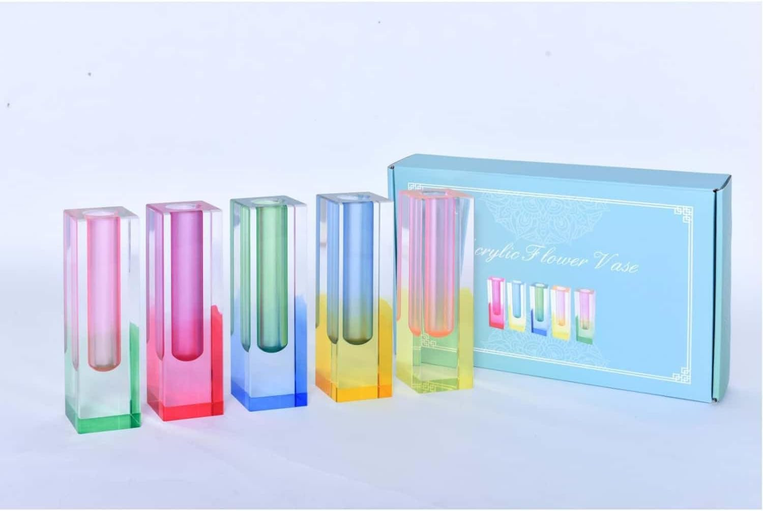 5 Piece Acrylic Pillar Vase Set, Bud Vase for Centerpieces,Modern Decorative Vase for Home, Offic... | Amazon (US)