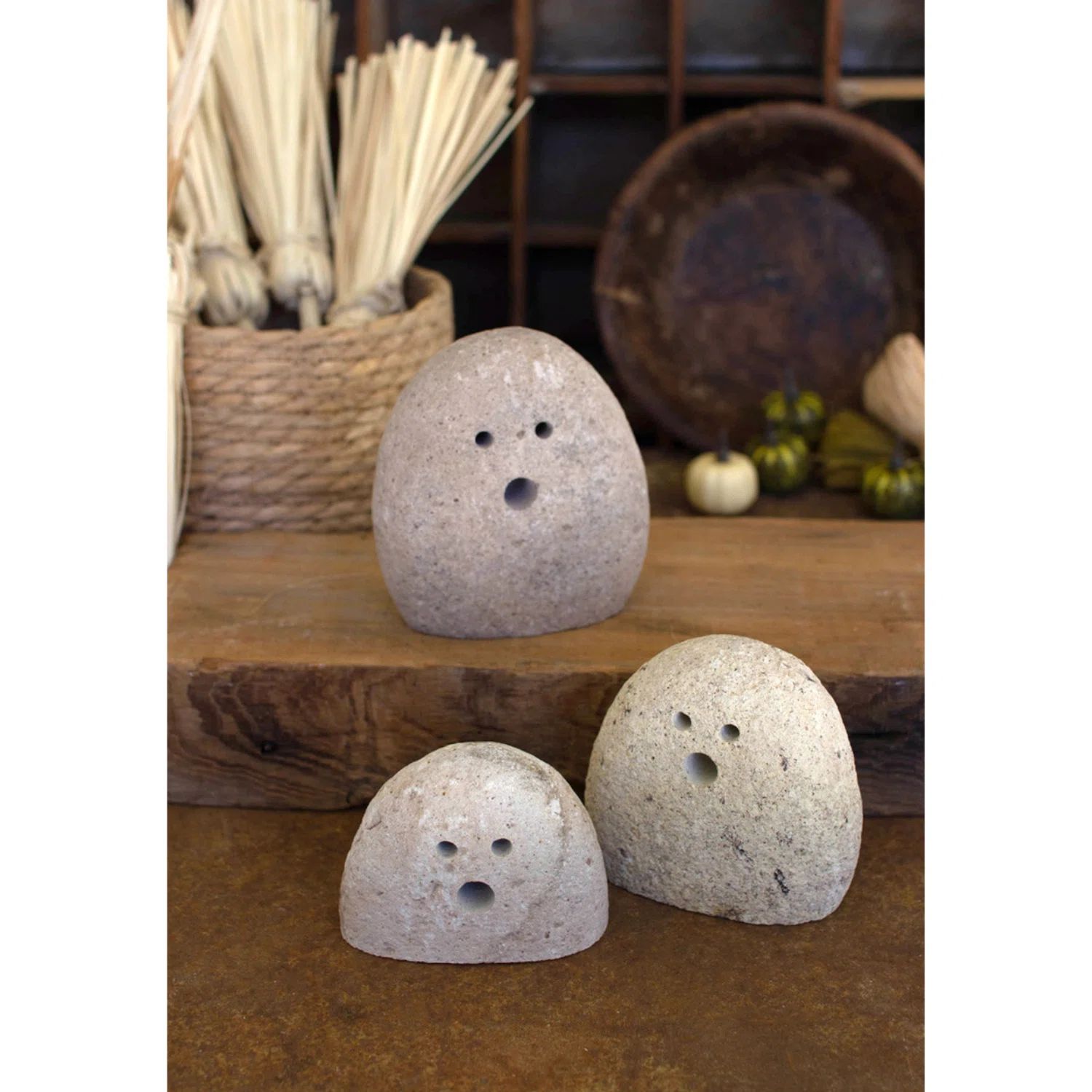 The Holiday Aisle® 3 Piece Tabletop River Rock Ghost Set | Wayfair | Wayfair North America