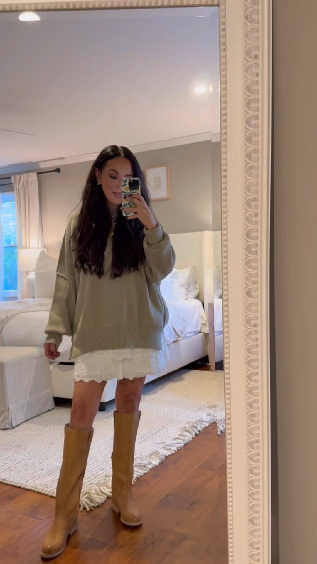 Casual dinner outfit 🤍 I’m loving the white ruffle skirt with the boots trend. These boots are a Steve Madden Riggs Boots dupe for 1/2 the price! 

#LTKStyleTip #LTKSeasonal #LTKFindsUnder100