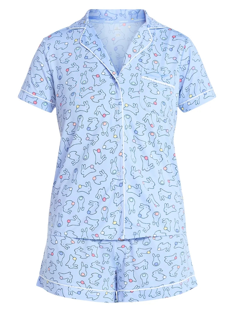 Easter Women's and Women's Plus Notch Collar Top and Shorts Pajama Set from Way to Celebrate, 2-P... | Walmart (US)