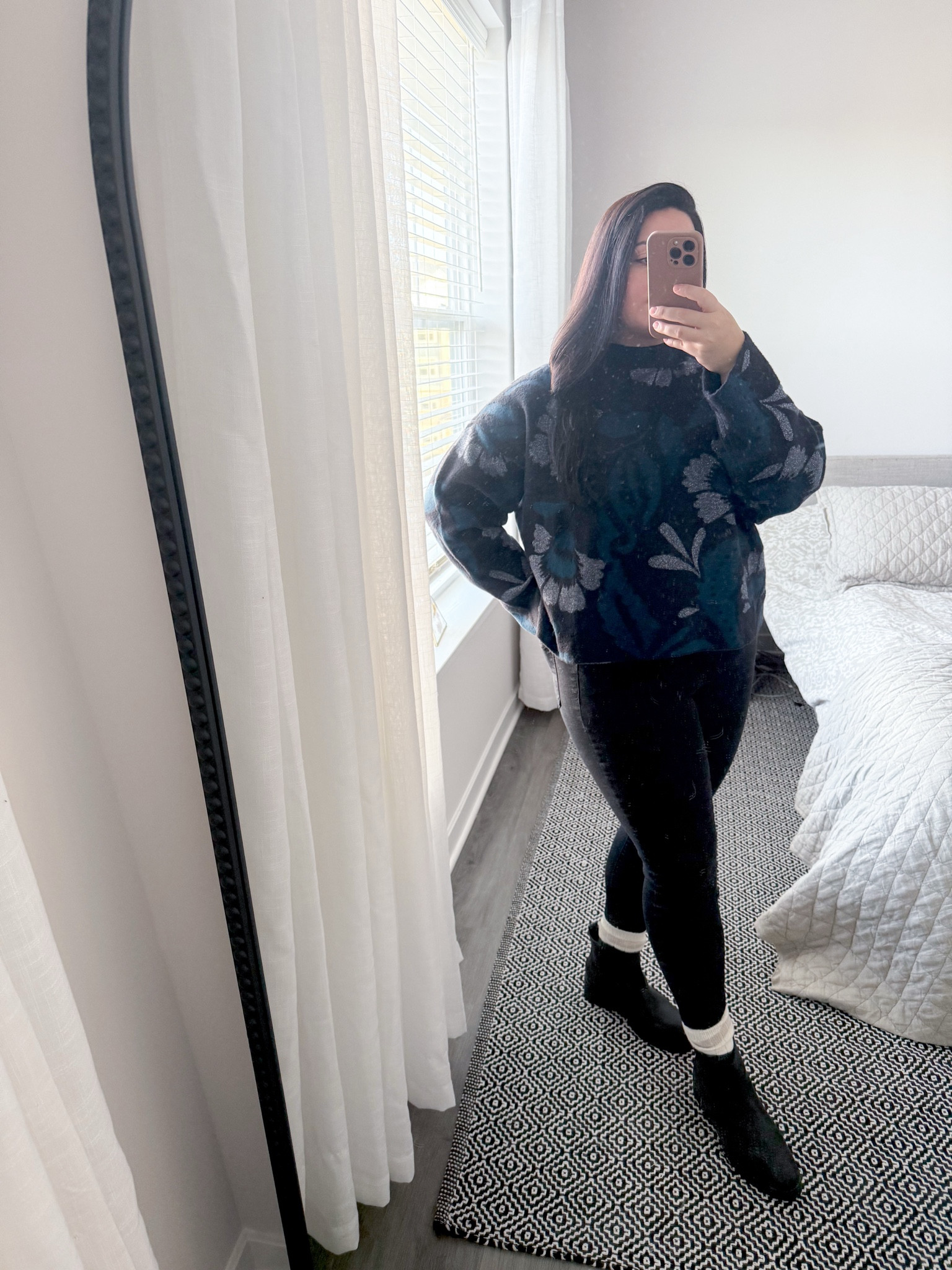 I got so many compliments on this shimmery sweater from Ann Taylor! I love the weight and warmth as well as the festive, winter vibe. Wearing an XL

boots are size 9 (run small) and pants are size 8 (run big)

#LTKWorkwear #LTKMidsize #LTKShoeCrush