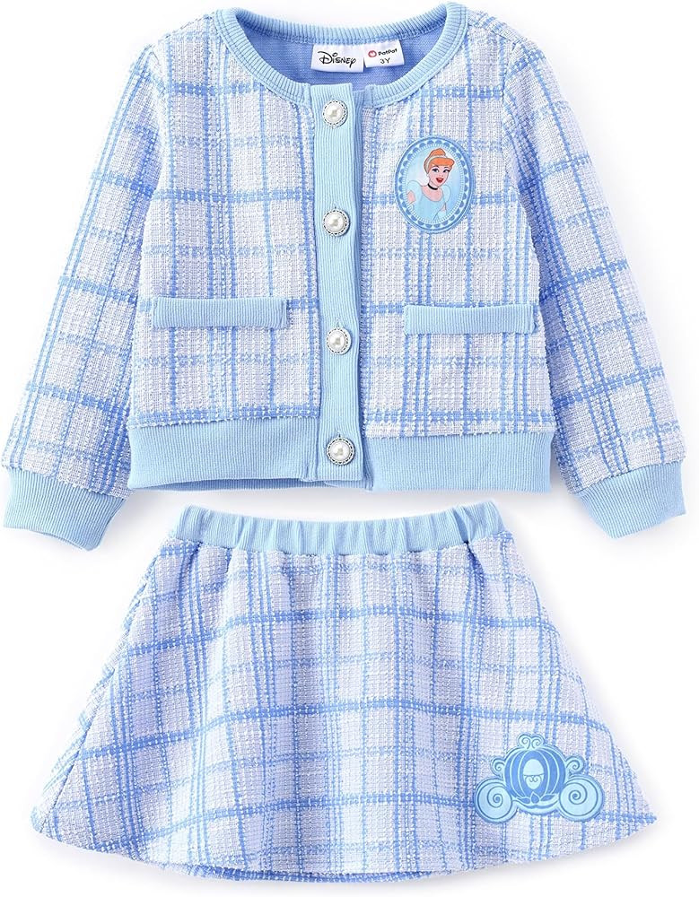 Disney Frozen Elsa Stitch Princess Moana Minnie Toddler Girl 2 Piece Outfit Kid Pearl Button Knit... | Amazon (US)