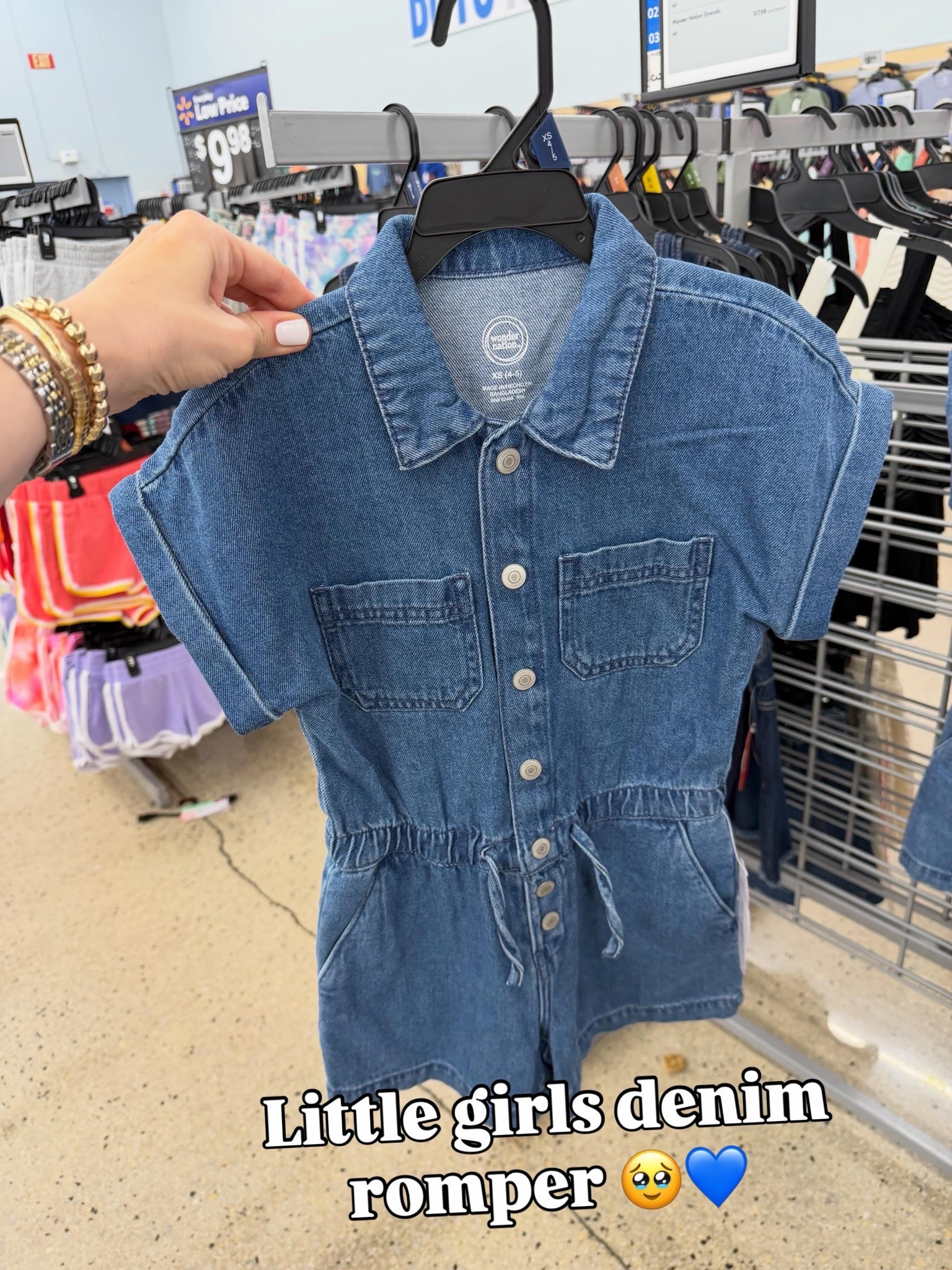 Darling denim romper for little girls at Walmart! #walmartkids