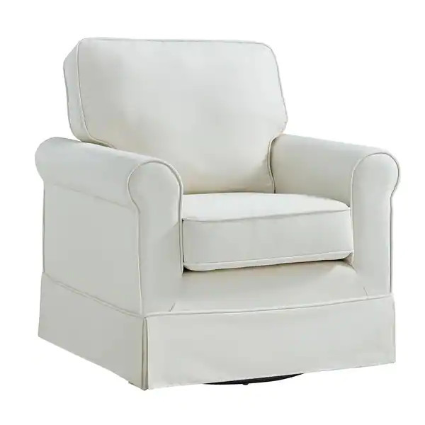 Fallon Rolled Arm Cotton Fabric Swivel Chair by iNSPIRE Q Classic - Natural | Bed Bath & Beyond