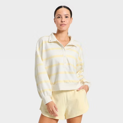 Women's Active Comfort French Terry Henley Sweatshirt - All In Motion™ | Target