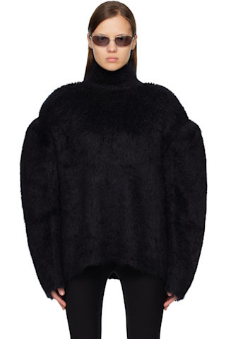 Black Padded Wool Sweater | SSENSE