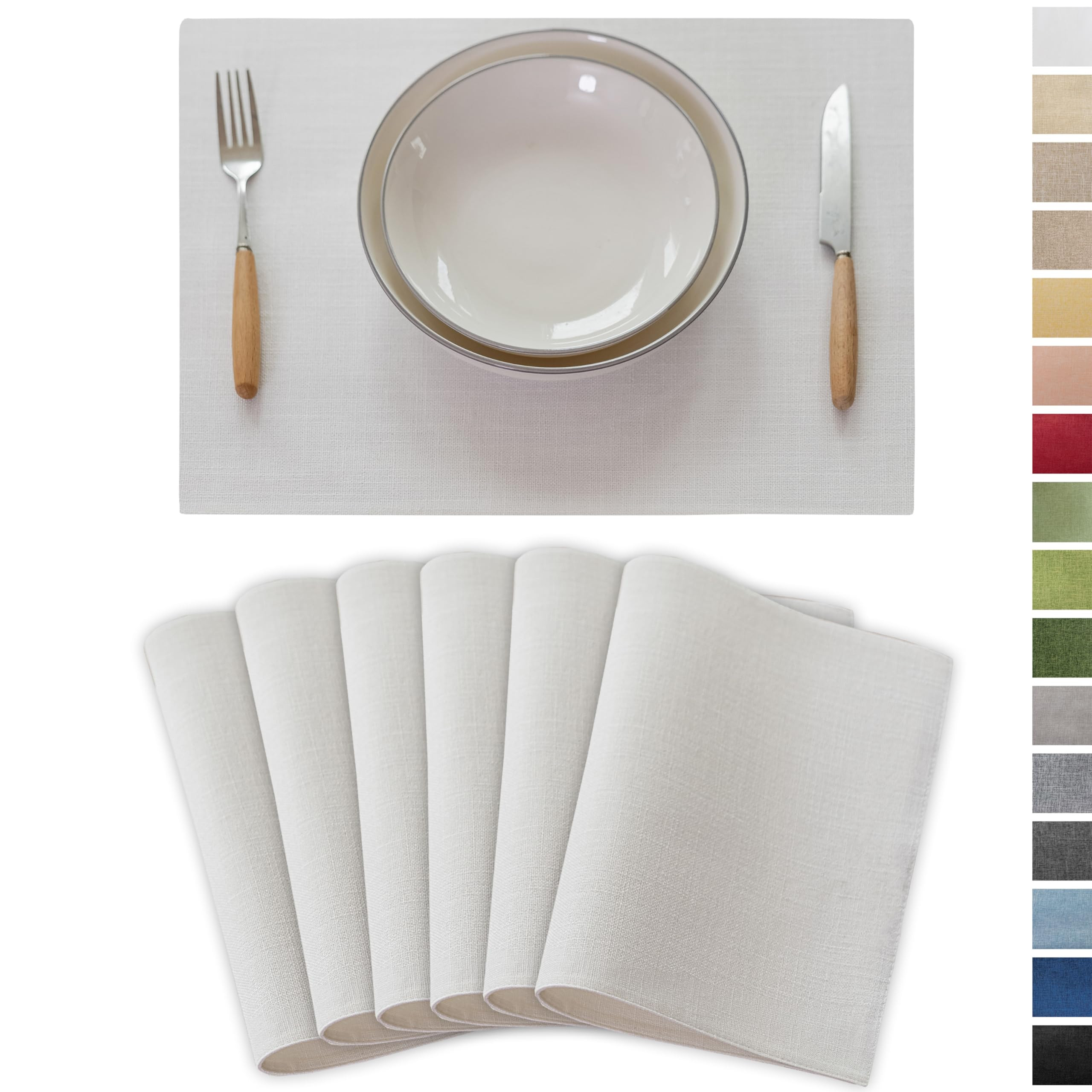 Demetex White Placemats Set of 6 Heat Resistant Linen Place Mats Washable Dining Table Plate Mat ... | Amazon (US)