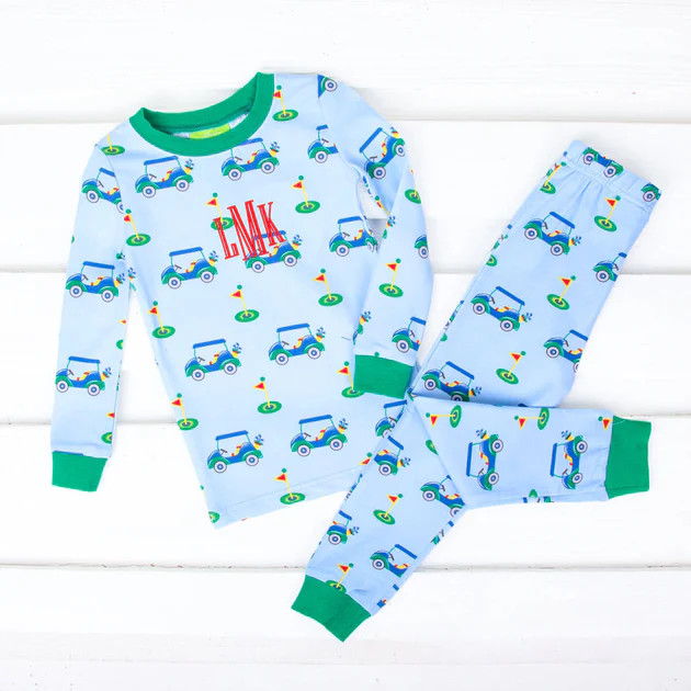 Golf Cart Blue Pajamas | Classic Whimsy