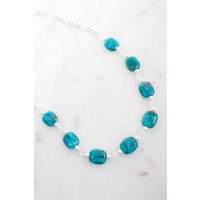 Vintage Teal Glass Bead Necklace - Pearl | Etsy (US)