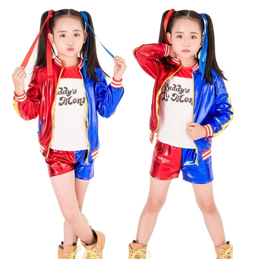 Girls Harley Cosplay Costume Suit Squad Quinn Monster Jacket Pants Christmas Party - Walmart.com | Walmart (US)
