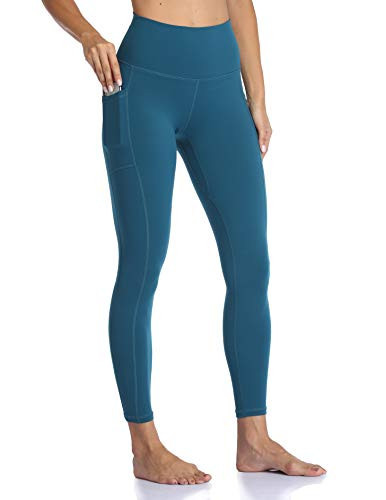 Colorfulkoala Women's High Waisted Tummy Control Workout Leggings 7/8 Length Yoga Pants with Pockets (S, Dark Teal) | Amazon (US)
