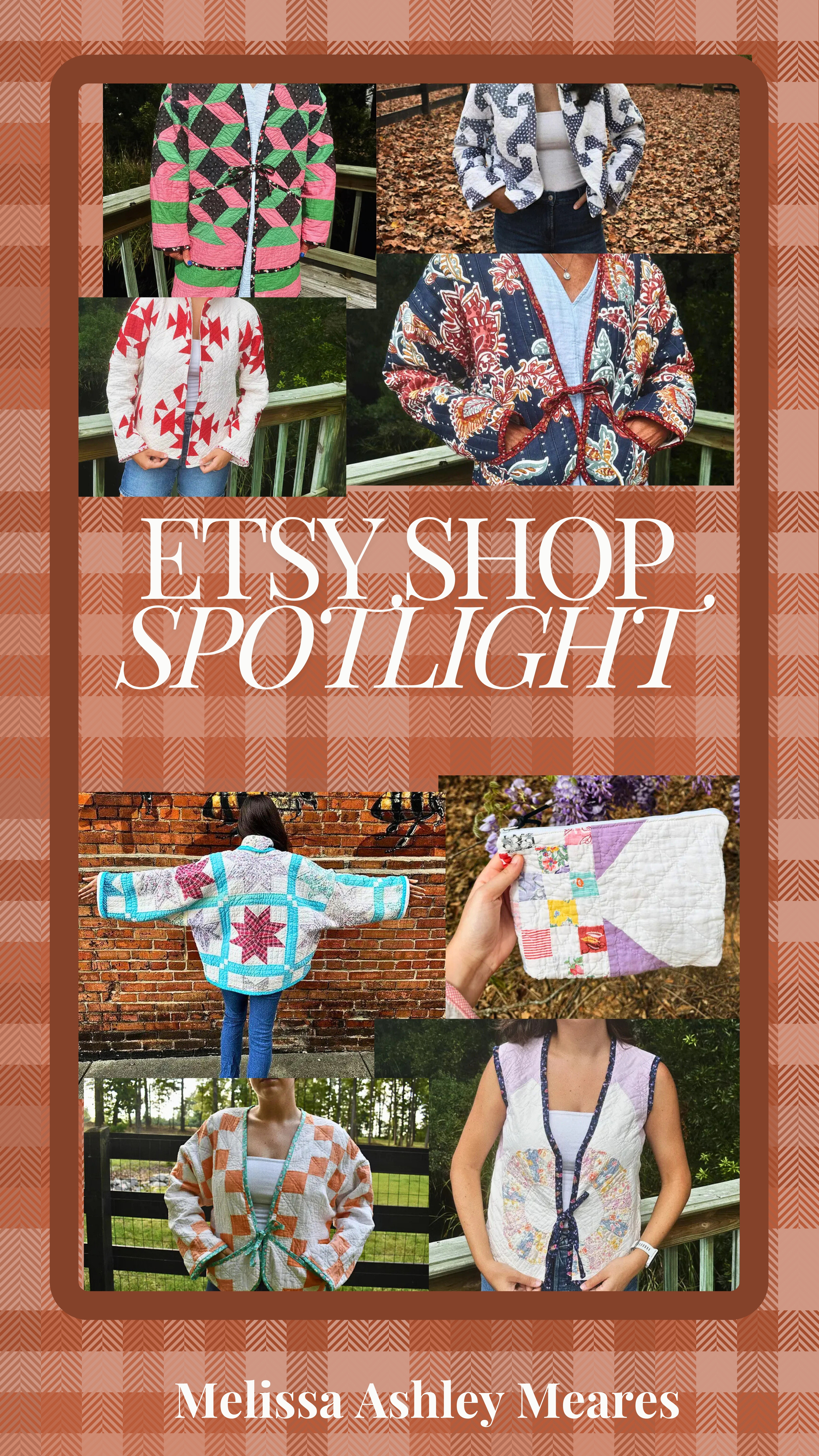 Spotlighting one of my fave Etsy shops, shoprunningstitches. They make the cutest jackets, vests, and accessories from vintage quilts. Every piece is one-of-a-kind 🤎 

 #LTKSeasonal #LTKMidsize #LTKStyleTip